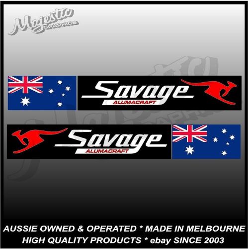 Savage - alumacraft - aussie flag - mirrored pair - retro boat decals