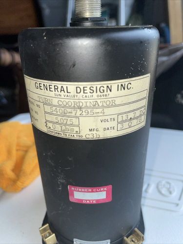 Gen. design inc. turn coordinator 13.7dcv. m# 5400-7295-4 s# 5075