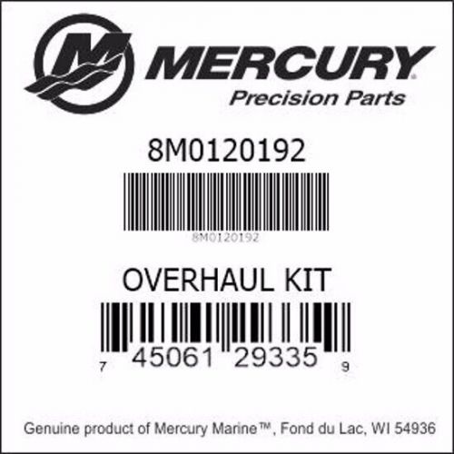 Mercury oem  quicksilver overhaul kit  part # 8m0120192