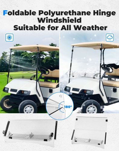 Kemimoto golf cart folding down windshield clear w/ storage for ezgo txt 1995-13