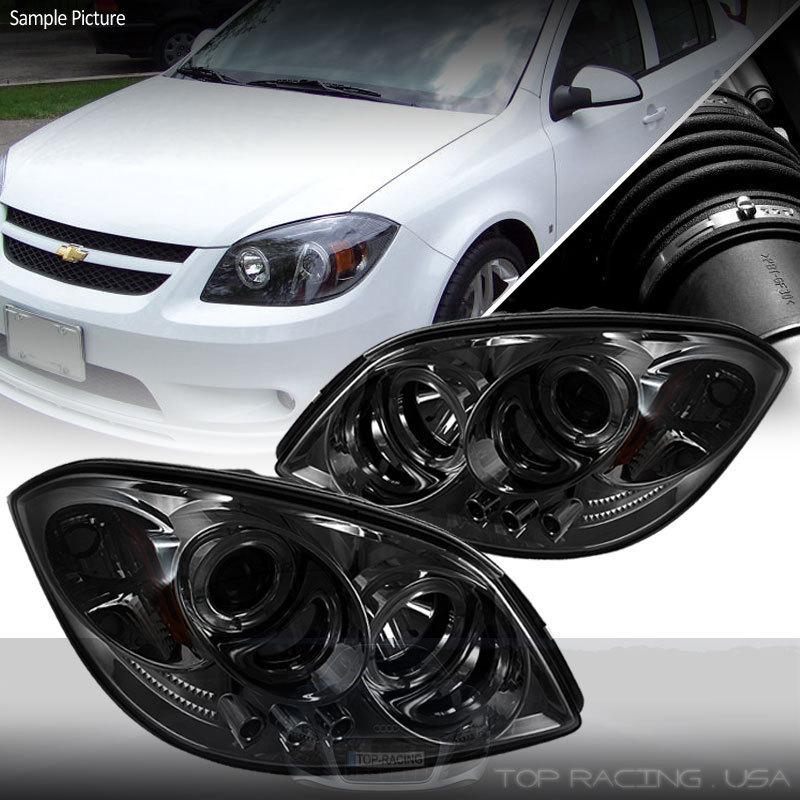 Smoke led dual halo projector headlights pair for cobalt / pursuit / g5