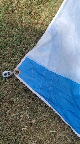 Vintage black, blue, &amp; white spinnaker  sail &amp; bag