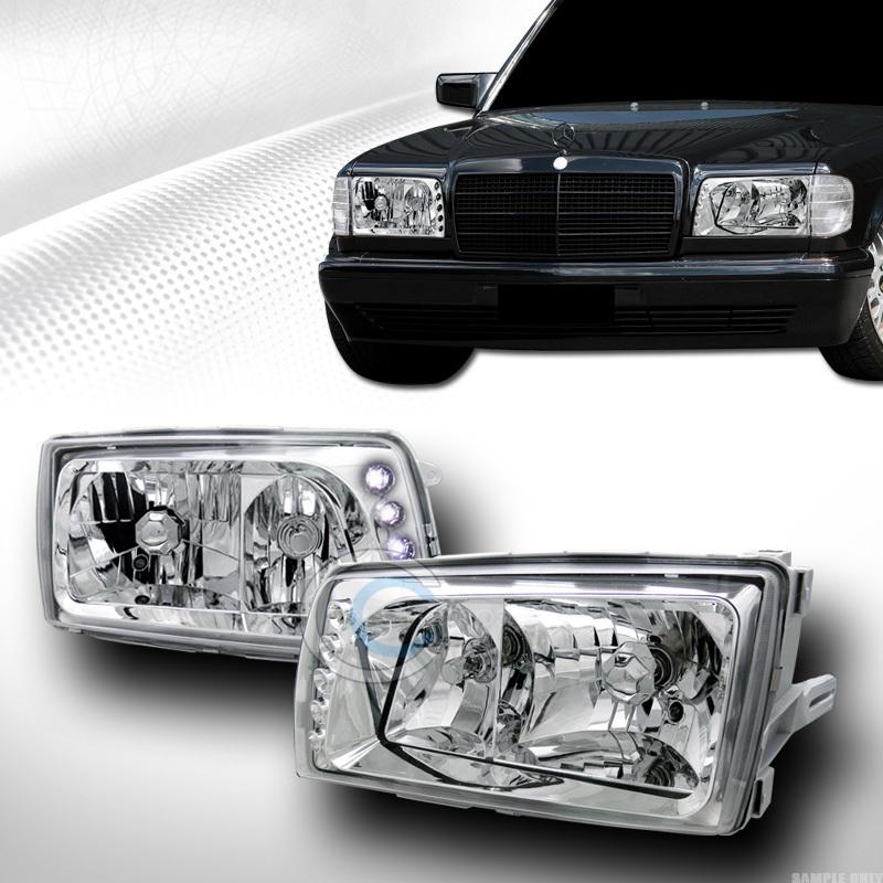 Crystal chrome clear led head lights lamps ks 81-91 mercedes-benz w126 s-class