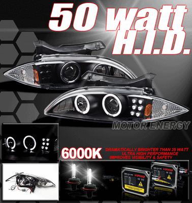 95-99 chevy cavalier projector headlights+6000k hid blk