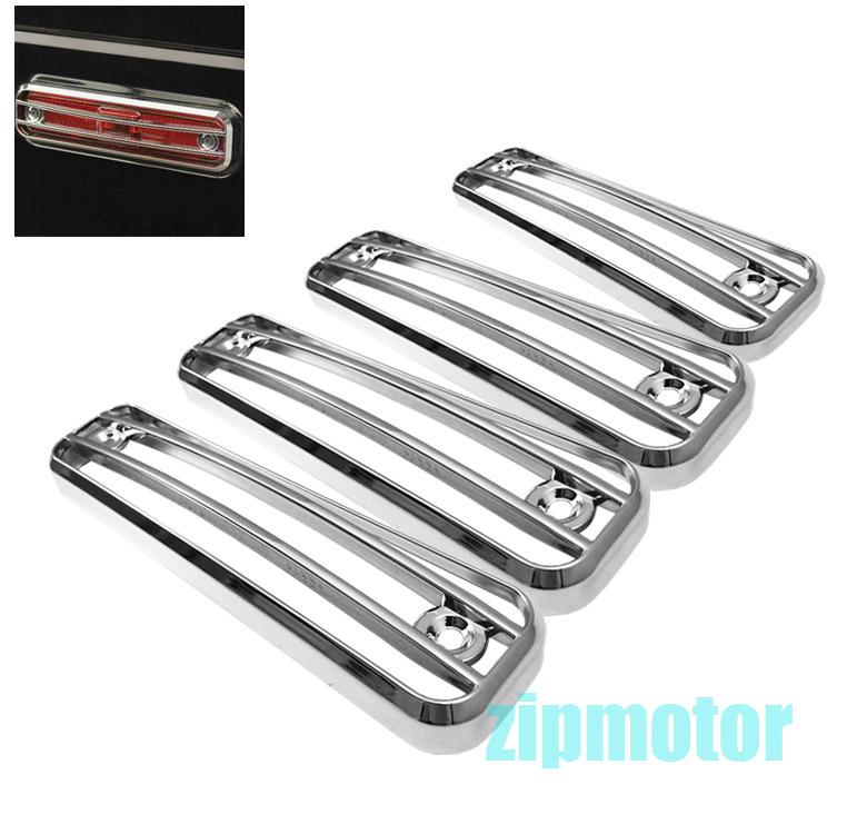 03-09 hummer h2 side marker light blinker cover guard mouldings trim chrome 4pcs