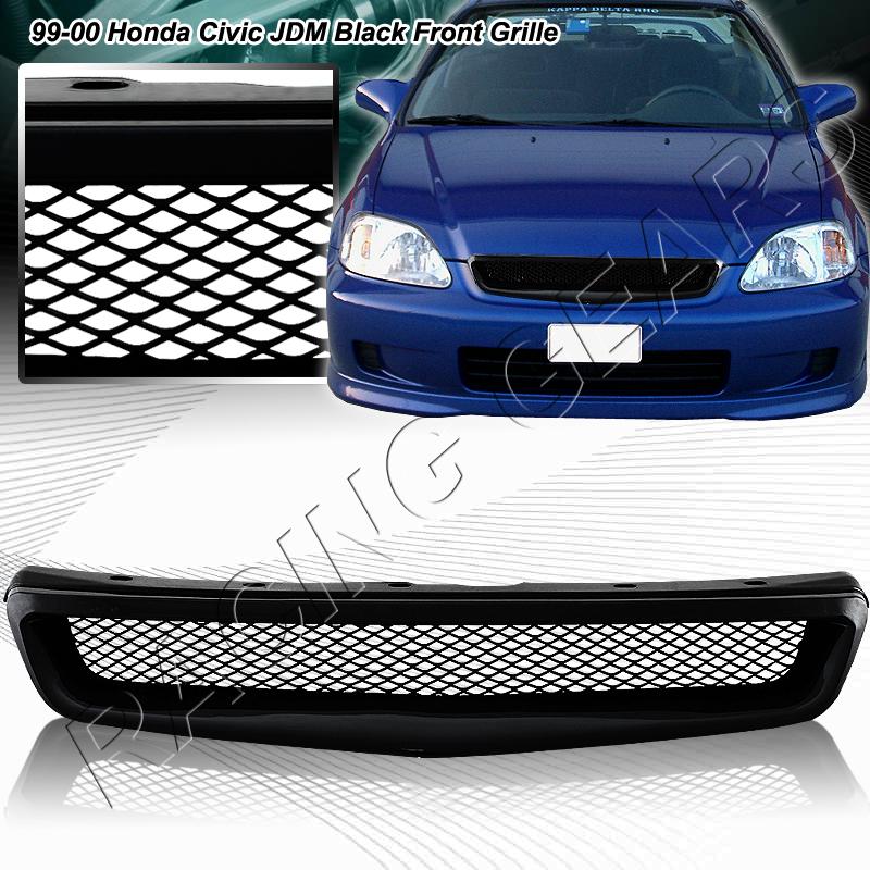 1999-2000 honda civic jdm black mesh abs plastic front hood bumper grille grill