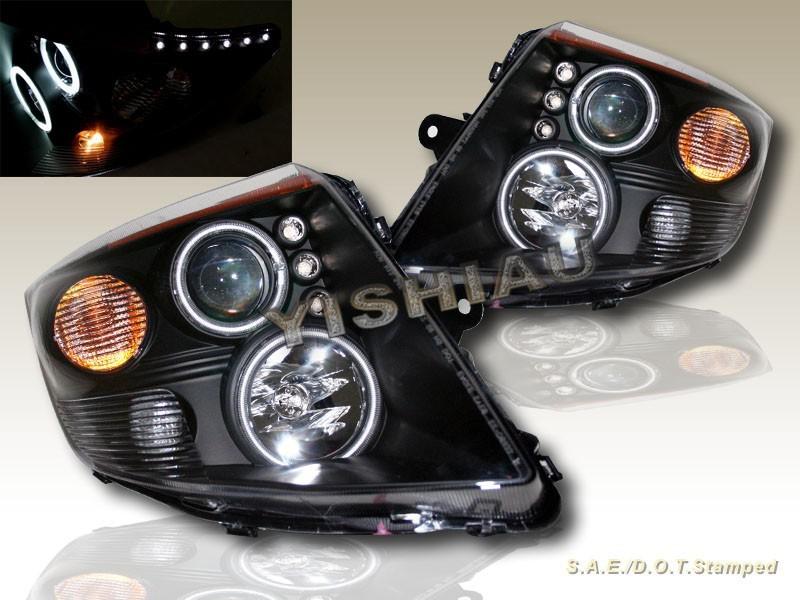 07 08 09 nissan sentra dual ccfl halo & l.e.d. black projector headlights new