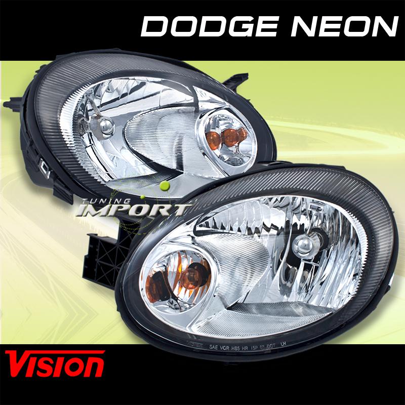 Dodge 2003-2005 neon left+right pair head lights lamp assembly chrome clear lens