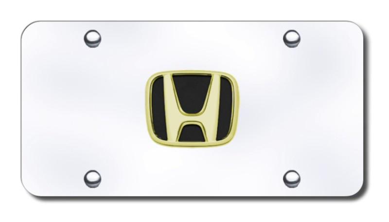 Honda logo gold on chrome license plate made in usa genuine