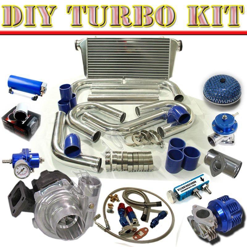 Diy t3/t4 turbo+31" intercooler+2.5" u-pipe piping kit+gauge+bov type-s c/blue