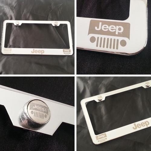 Jeep new chrome 4x4 awd license plate frame laser engrave brush aluminum suv