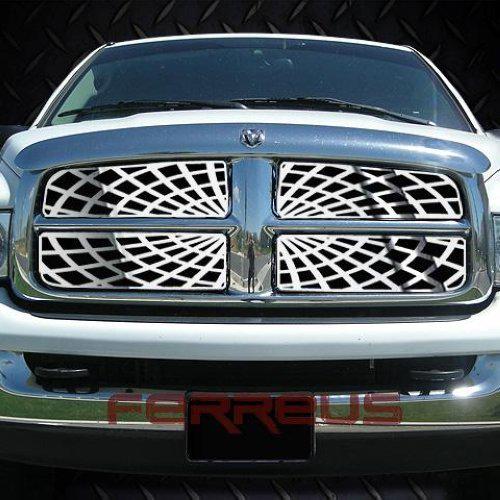 Dodge ram 03-05 bar-style spider web polished stainless truck grill add-on