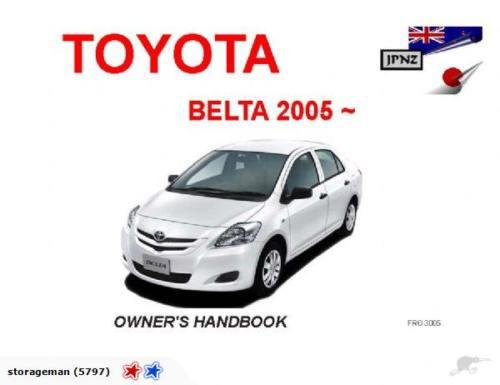 Toyota belta 2005 ~ current model owners manual