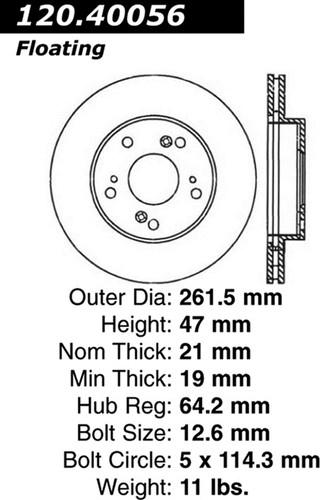 Centric-power slot 127.40056l stoptech sport rotors 02-11 civic rsx