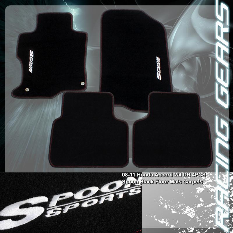 2008-2011 honda accord spoon style logo black non-skid 4 pc floor mats carpets