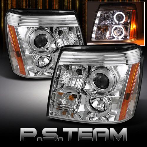 Hid fit 02-06 escalade halo projector headlights w/daytime drl led running light