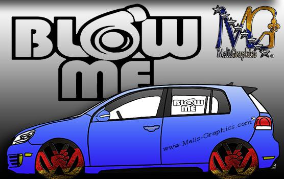 (white) "blow me-boost turbo"-car vinyl decal sticker