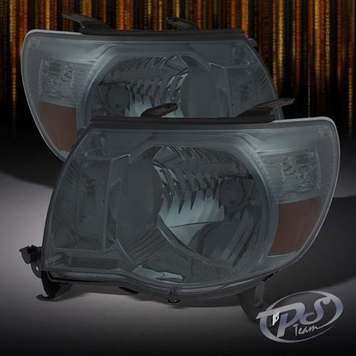 Smoke 05-11 toyota tacoma amber crystal headlights lamps lights left+right pair