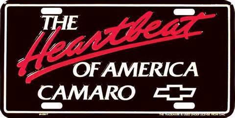 Heartbeat of america camaro embossed license plate gmc sierra silverado blazer