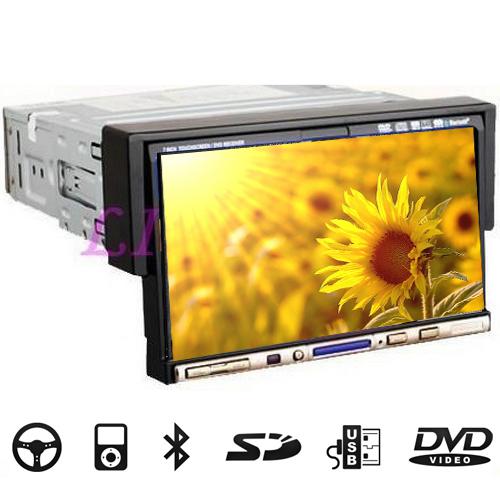 1 din 7" touch screen in dash car deck radio dvd player stereo sd usb ipod bt