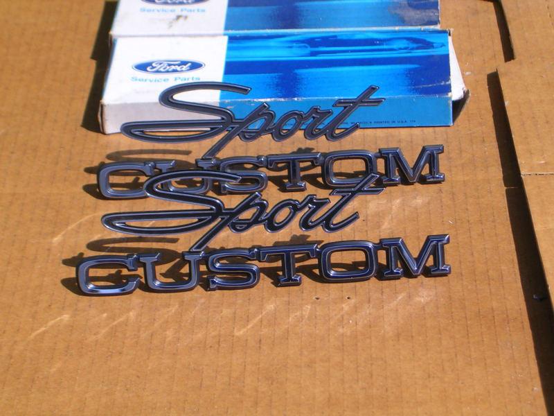 1970-72 nos ford truck "sport custom" emblem (pair) nibs  dotz fomoco