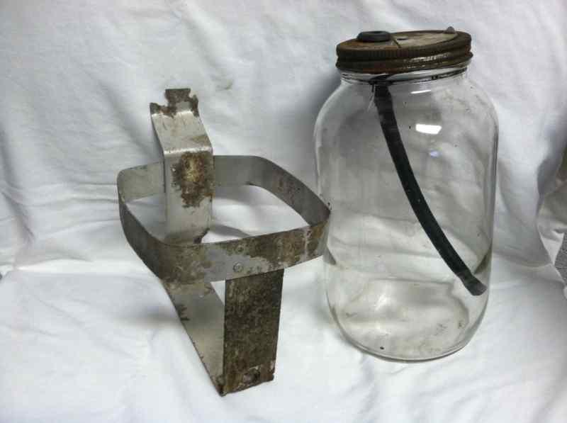 Vintage glass windshield washer fluid jar bracket 50's gm buick ford chevy old