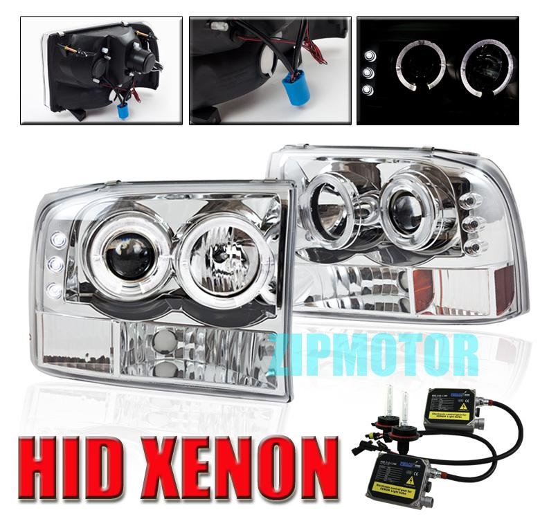 1999-2004 ford f250 f350 excursion halo led projector headlight+hid pickup truck