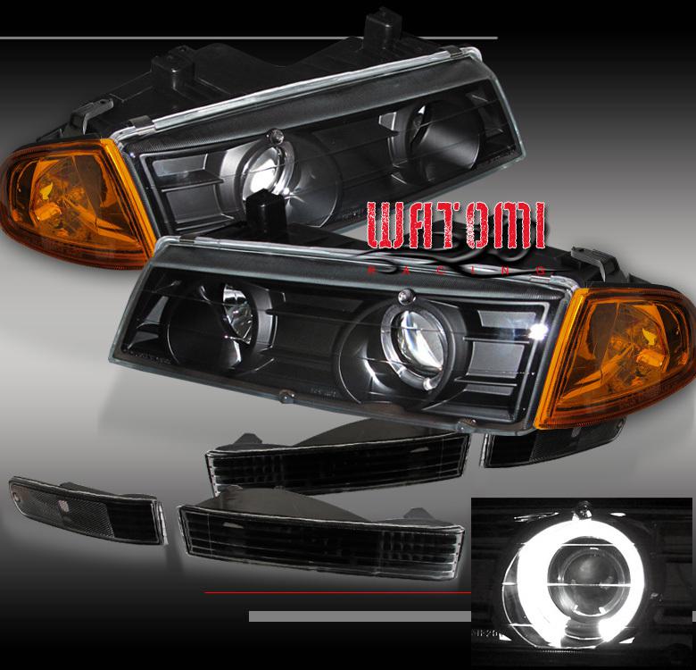 92-96 honda prelude projector head lights+bumper blk 93