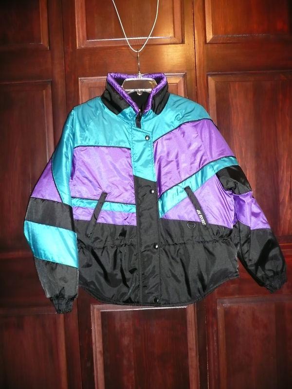 Women's joe rocket black teal purple motorcycle jacket size s / m   euc 