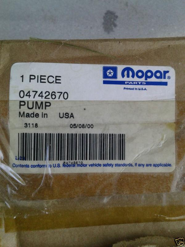 Mopar 04742670 electric fuel pump new never opened. fits dodge/chrysler/plymouth