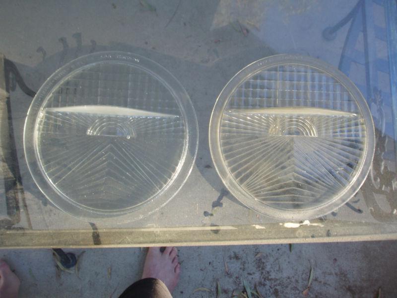 Antique holophane headlight lenses clear glass pair plus 1 spare 3 lenses !