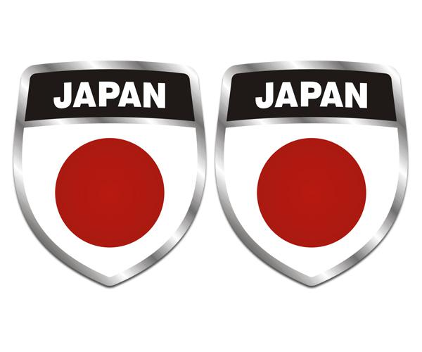 Japan flag shield decal set 4"x3.4" japanese vinyl bumper sticker zu1