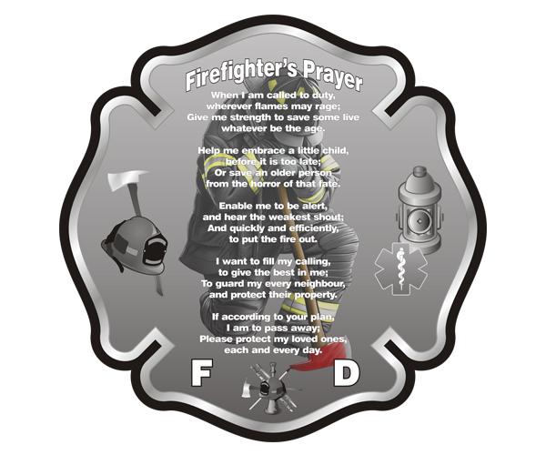 Firefighter's prayer decal 5"x5" firefighter rescue vinyl sticker zu1