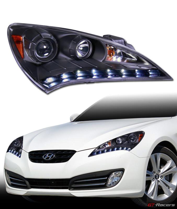 Black drl led projector head lights parking amber fit 2010-2012 genesis 2d/coupe