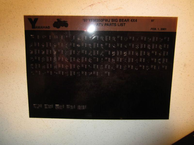 1997 yamaha atv yfm350fwj big bear 4x4 microfiche parts catalog yfm 350 fwj