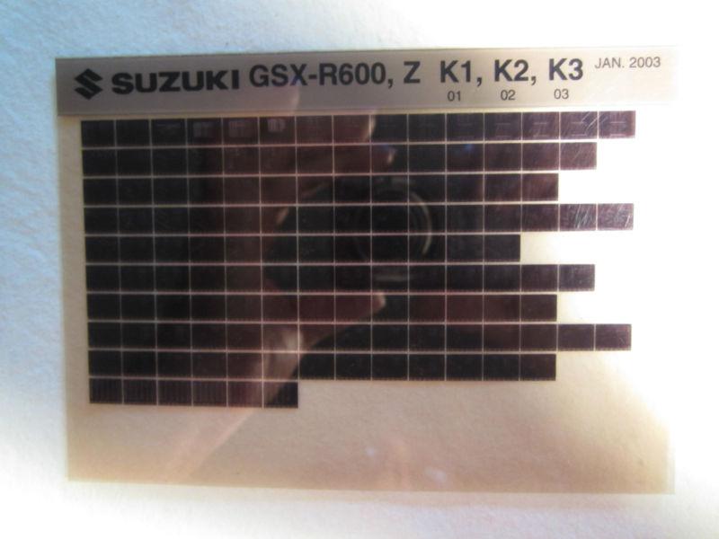 2001-2003 suzuki motorcycle gsx r600 z k1 k2 k3 microfiche parts catalog r 600