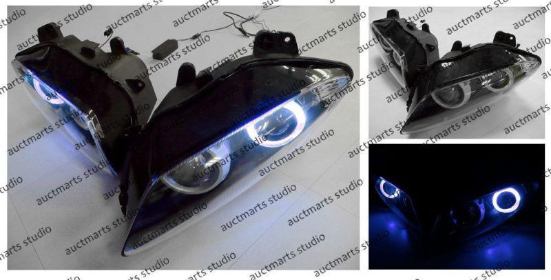 Yamaha yzf r1 2007-2008 halo angel eye projector bi-xenon headlamp blue d