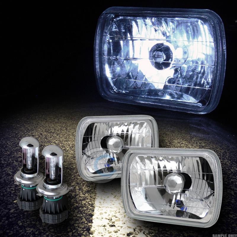 6000k hid bi-xenon+4x6 chrome square halogen head lights h4 honda isuzu mazda