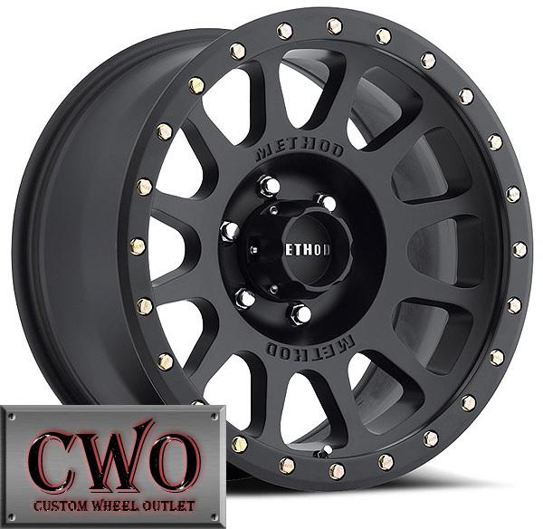 17 black method nv rims 5x127 5 lug jeep wrangler chevy gmc c-1500 cwo