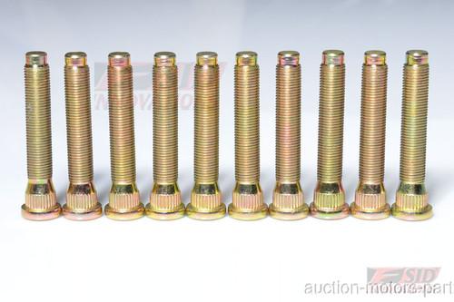 Gold 50mm extended wheel studs mitsubishi lancer 02-up k14.3 10pcs 12x1.5x50 a01