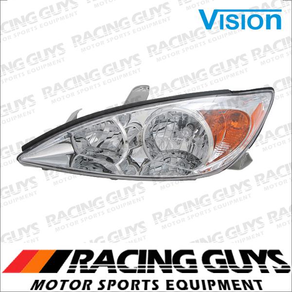 Lt head light clear lense driver chrome housing 02-04 toyota camry