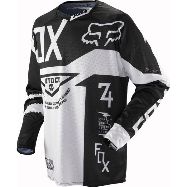 Black m fox racing 360 machina jersey 2013 model