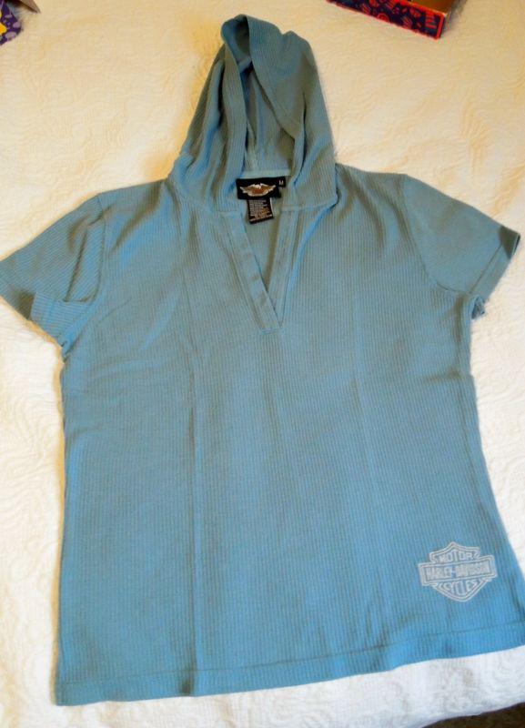 Harley davidson womens short sleeve hoodie, blue 96773-07vw