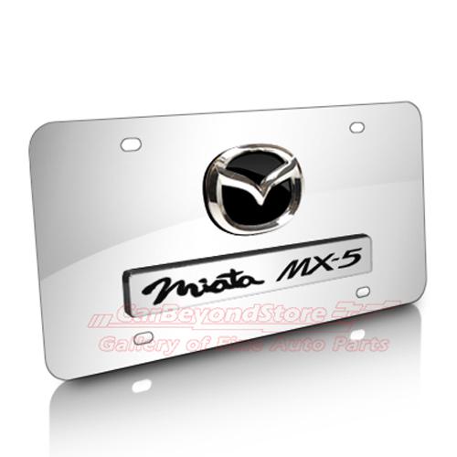Mazda miata mx-5 3d logo chrome stainless steel license plate, lifetime warranty