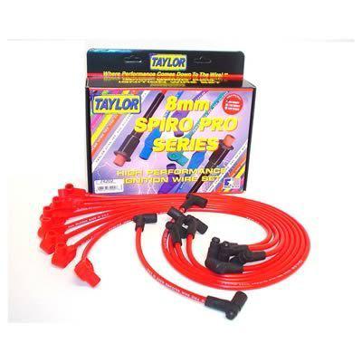 Taylor cable spark plug wires spiro-pro 8mm red 90 degree boots gm sb