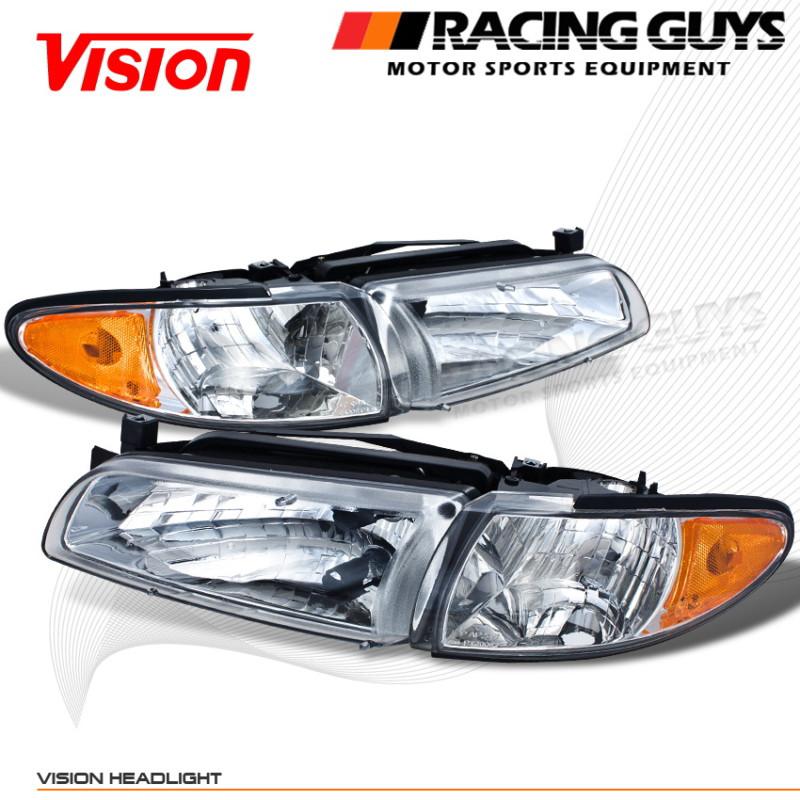 Euro style look head lights lamps vision left+right chrome pair replacement set