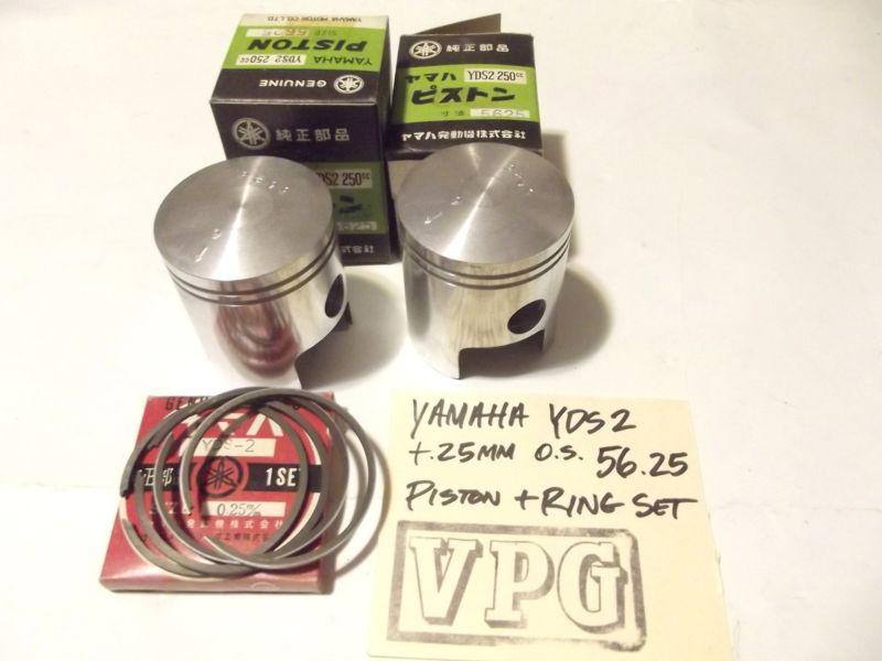 Yamaha yds1 yds2 (2 each) piston and ring set +.25mm os 56.25 mm bore nos nip