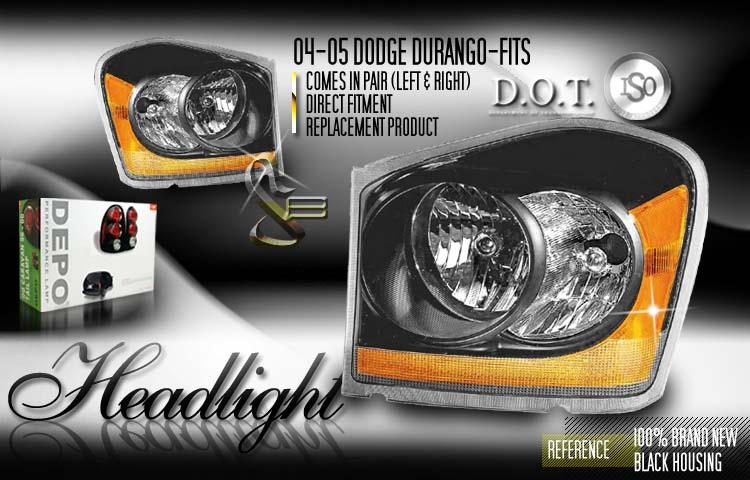 Depo pair euro style black w/ daytime running headlights 03-05 04 dodge durango