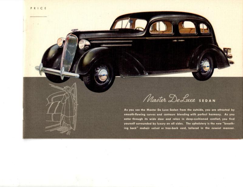 1936 chevrolet master deluxe standard cabriolet coupe sedan 36 original brochure