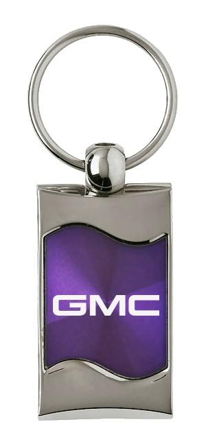 Gmc purple rectangular wave metal key chain ring tag key fob logo lanyard